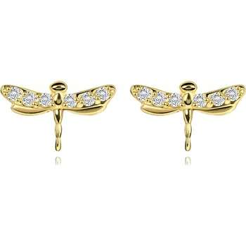 Náušnice Náušnice ze 14K zlata ve tvaru vážky s čirými zirkony