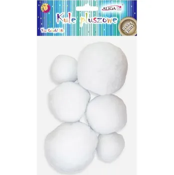 plyšák Bambulky plyšové 6ks bílé, mix velikostí