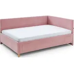 Růžová čalouněná rohová dětská postel s úložným prostorem s roštem 140x200 cm Cool – Meise Möbel ID_1694838
