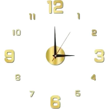 Hodiny Samolepicí nástěnné hodiny 3D akryl Moderní design Svítící i barevné varianty Bez rámu Tichý chod Vhodné do obýváku i kanceláře zlatá
