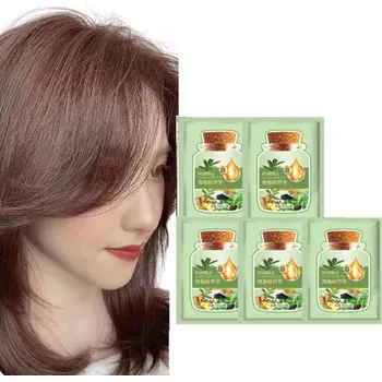 Barva na vlasy Sada 5 ks Přírodní bylinný barvicí šampon na vlasy 5 minut Krytí šedin Výživa Regenerace Jemné složení Rostlinné extrakty Bez podráždění kaštanová