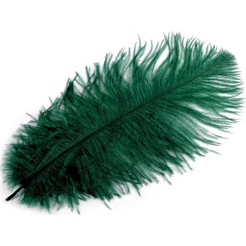 Pštrosí peří délka cca 20-25 cm, barva 44 zelená tmavá