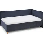 Tmavě modrá čalouněná rohová dětská postel s úložným prostorem s roštem 120x200 cm Fun – Meise Möbel ID_1624868