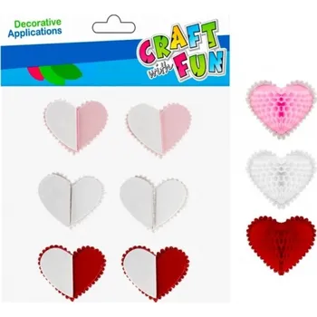 Party dekorace Nálepky papírové 6ks Srdce, mix barev