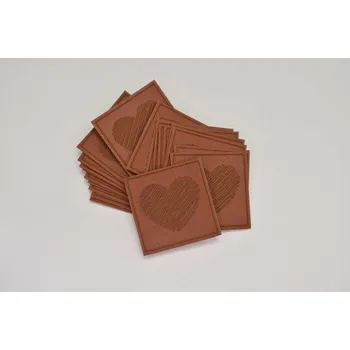 Štítek koženka, Srdce 1 terra (E) (Štítky na oblečení)