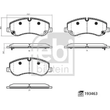 Brzdová destička Sada brzdových destiček, kotoučová brzda FEBI BILSTEIN 193463