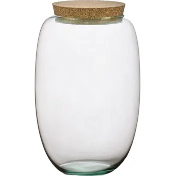 Váza Skleněná dóza Cornus s korkovým špuntem, 22x15 cm