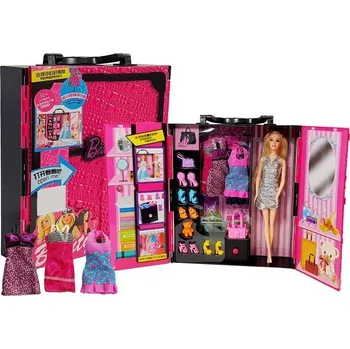 Doplněk pro panenku Mamido Módní šatník pro panenky v kufříku růžový