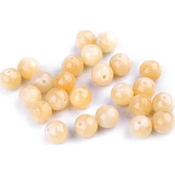 Korálek Jadeit žlutý, minerální korálky Ø8 mm, střední, jadeit žlutý