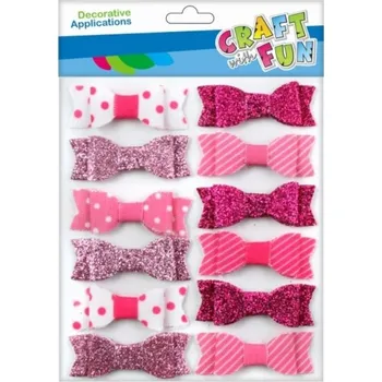 Party dekorace Nálepky Mašle 12ks papírové, růžové 4,5cm