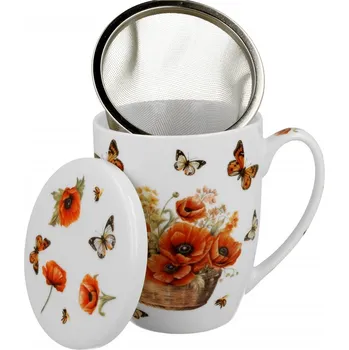 Porcelánový hrnek se sítkem MAKI Flower Baskets, 350 ml