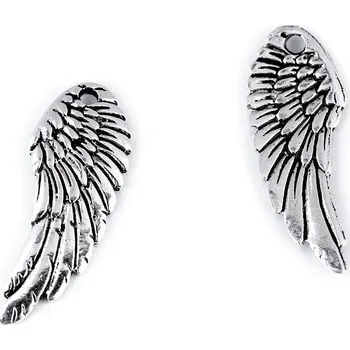 Přívěsek Přívěsek andělské křídlo 10x26 mm, barva 1 platina s patinou
