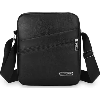 Pánská taška přes rameno 24×20×6 cm Vodotěsná nylonová crossbody taška Ležérní cestovní brašna z umělé kůže s kapsou na zip pro muže černá