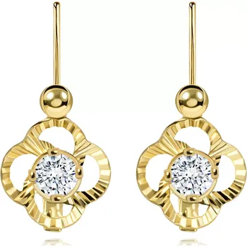 Náušnice Náušnice ze 14K zlata s květinovým motivem a kubickými zirkony