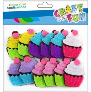 Nálepky filcové 12ks Muffiny, mix barev