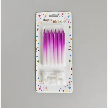 Dortová svíčka Dortisimo Svíčky Harmony fialovo-bílé (6 ks)