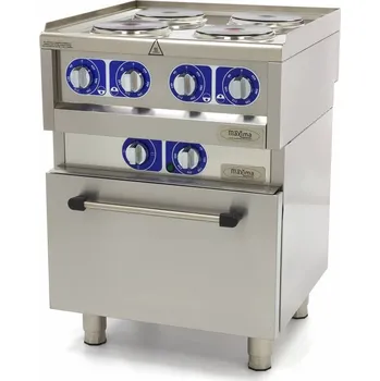 Sporák Maxima Komerční sporák - 4 hořáky - elektrický - dvojplotna - hloubka 60 cm - s troubou