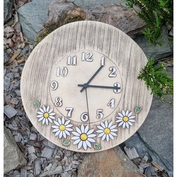 Hodiny Keramické hodiny s velkou barevnou kopretinou (kulaté)