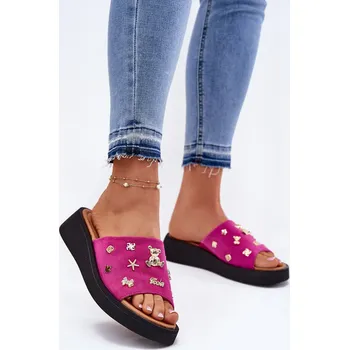 Dámská obuv Dámské Zamszové Pantofle S Připínkami Vinceza 66741 Barva: Růžová, Velikost: 36