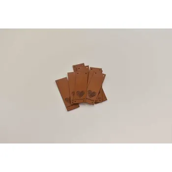 Štítek koženka, Handmade terra dlouhý DOWN (E) (Štítky na oblečení)