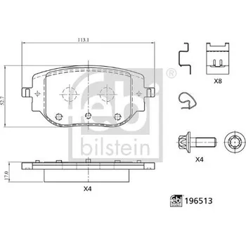 Brzdová destička Sada brzdových destiček, kotoučová brzda FEBI BILSTEIN 196513