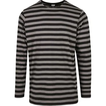 Pánská mikina Pánské tričko s dlouhým rukávem Urban Classics Regular Stripe LS- šedé, černé 3XL