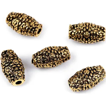 Korálek Kovový korálek 7x12 mm, barva 2 zlatá