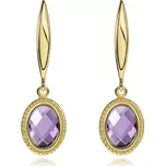 Zlaté náušnice ze 14K zlata s oválným ametystem