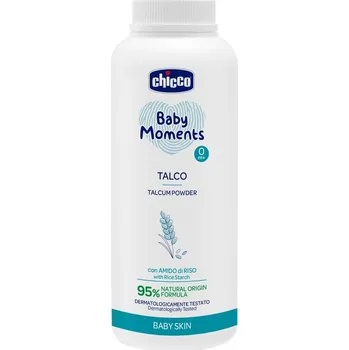 Dětská kosmetika CHICCO Pudr dětský Baby Moments s ryžovým škrobem 95 % přírodních složek 150 g