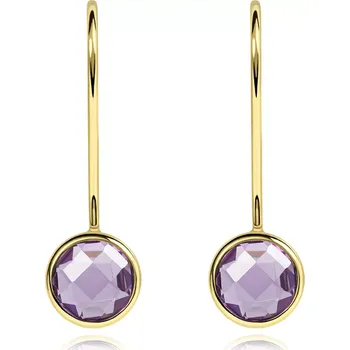 Náušnice Náušnice ze 14K zlata s přírodním fialovým ametystem
