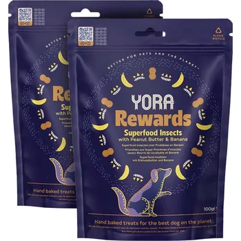 Pamlsek pro psa YORA pamlsky z hmyzu Rewards s arašídy a banánem 2x 100g