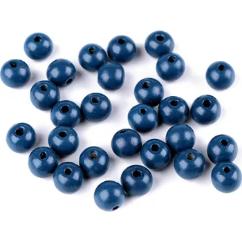 Korálek Dřevěné korálky Ø10 mm, barva 14 modrá delta
