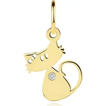 Přívěsek Zlatý přívěsek 14K kočka s kubickými zirkony