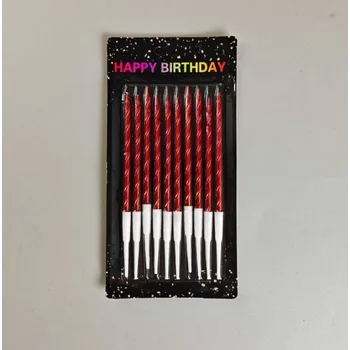 Dortová svíčka Dortisimo Svíčky spirálové červené (10 ks)