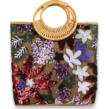 Plážová taška Plážová taška s flitry a bambusovým uchem Sparkle