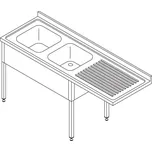 Maxima Stůl na mytí nádobí s dřezem - 200 x 70 cm - levý