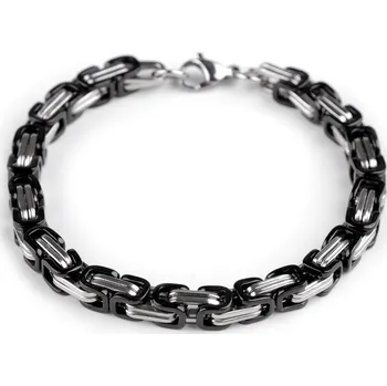 Náramek Pánský náramek z nerezové oceli, barva 3 stříbrná černá