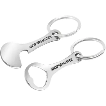 Otvírák Otvírák na láhve a žeton do košíku ShopMaster - stříbrný