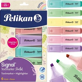 Pastelové zvýrazňovače Pelikan Signal, 6 barev
