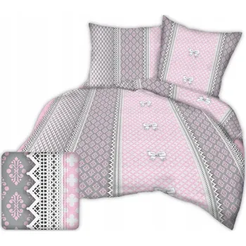 Povlečení Krepové povlečení 160x200 růžovo-šedé s krajkou