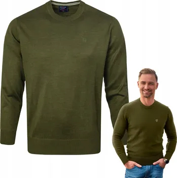 Pánský svetr Pánský svetr Klasický BASIC Hladký VOJENSKÁ ZELEŇ M Pako Jeans