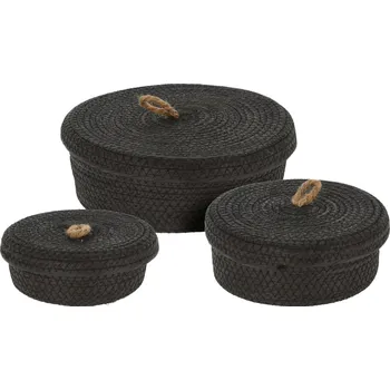 Úložný box Home Styling Collection Úložné košíky, jutové víko, 3 ks, černé