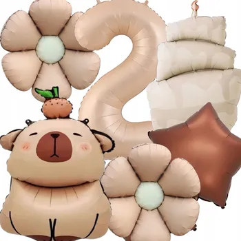 Balónek Sada narozeninových balónků KAPYBARA , pastelový saténový, ČÍSLICE 2