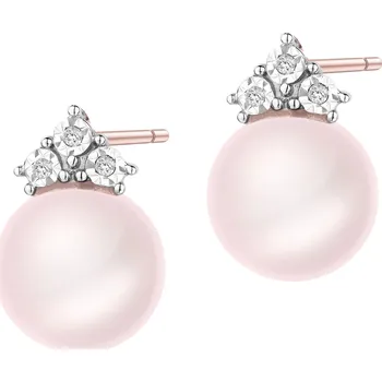Náušnice Náušnice z růžového zlata s diamanty a perlami - ryzost 585 - 220.491/P