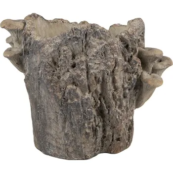Květináč Hnědý cementový květináč kmen stromu s houbami Botanic M - 24*18*18 cm