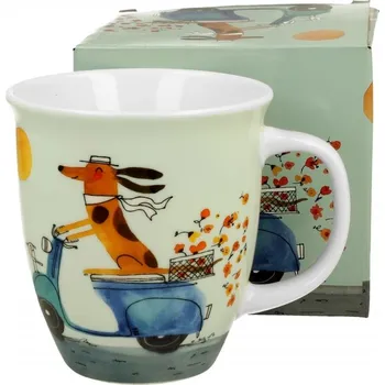 Porcelánový hrnek Pes na skútru 650 ml v krabičce