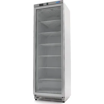 Mraznička Maxima Mraznička s objemem 400 l – nerezová ocel, skleněné dveře, 6 polic