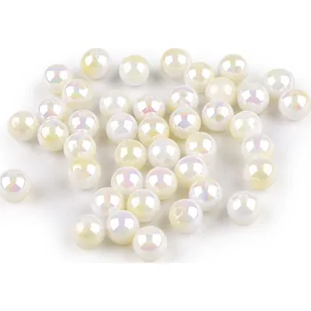 Korálek Plastové korálky s mermaid efektem Ø8 mm, malé, 1 krémová světlá