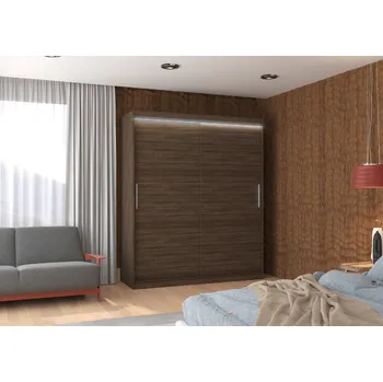 Šatní skříň ADRK Šatní skříň posuvná s LED osvětlením LINCOLN CH 180 L, choco