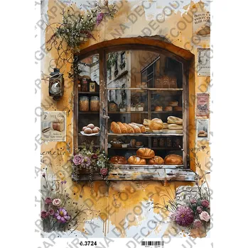 Umělecký papír Rýžový a soft papír na decoupage - Krajina vintage - KB03724 Materiál: Soft, Rozměr: A4